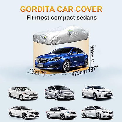 Car Cover Outdoor Full Exterior Covers for Sedan (Fit Sedan187''x71''x59''inch)