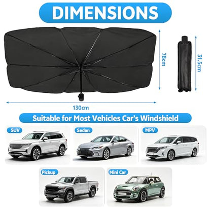 2026 Upgrade] Windshield Sun Shade Umbrella (51"L x 31"W)