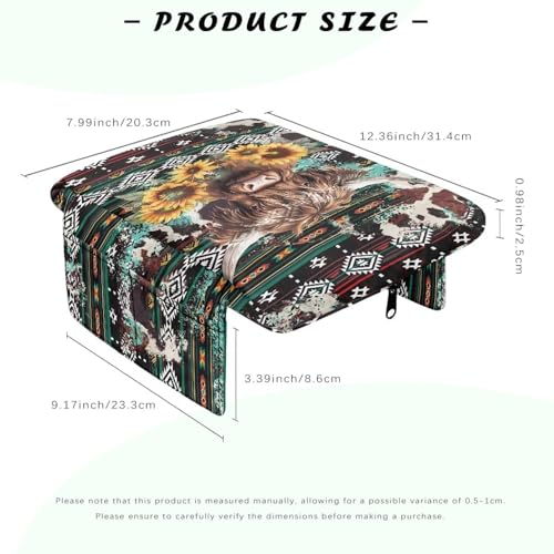 Aztec Highland Cow Sunflower Car Center Console Cover Soft Armrest Cover Protector Wear (Aztec Highland Cow Sunflower)