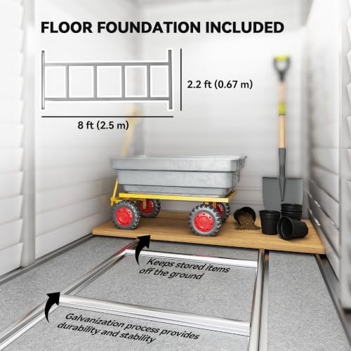 4.6' x 9' Steel Outdoor Storage Shed Waterproof Lean (White)
