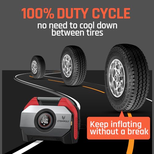 VORTEX S6 Tire Inflator Portable Air Compressor (Red / 19200 Mah)