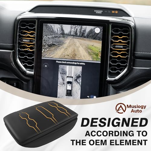 Armrest Cover for Ford Ranger 2024 (8) 24+ |Ranger| Black/Black Stitching, +Thick)