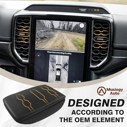 Armrest Cover for Ford Ranger 2024 (8) 24+ |Ranger| Black/Black Stitching, +Thick)