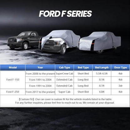Multi Layer Ford F150 Truck Cover (W.Fit F-150(2008-2026) SuperCrew Cab SB / White Truck Cover)