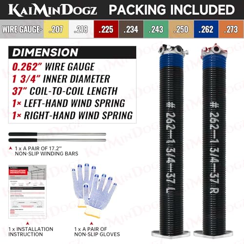 Pair of 1.75" Garage Door Torsion Springs Set with Non (0.262X1.75"X37")