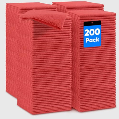Microfiber Cleaning Cloth 200 PK (Red / 11.5 x 11.5 Inch)