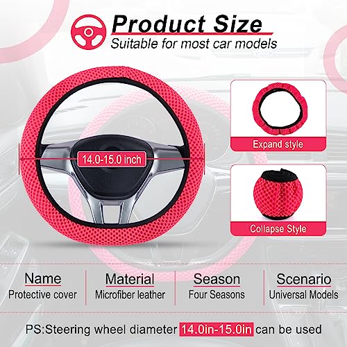 Elastic Stretch Steering Wheel Cover (Rose Red)