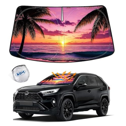 Sunset Beach Style Windshield Sun Shade for Toyo (for 2019-2025 Toyota Rav4-Sunset Beach)