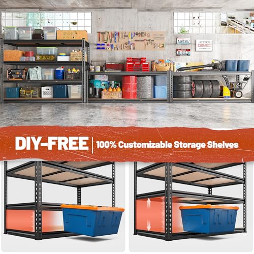 48" W Garage Shelving Heavy Duty 2550 LBS Storage Shelves 4 Tier Heavy Duty Shelving (48" W x 60" H x 24" D)
