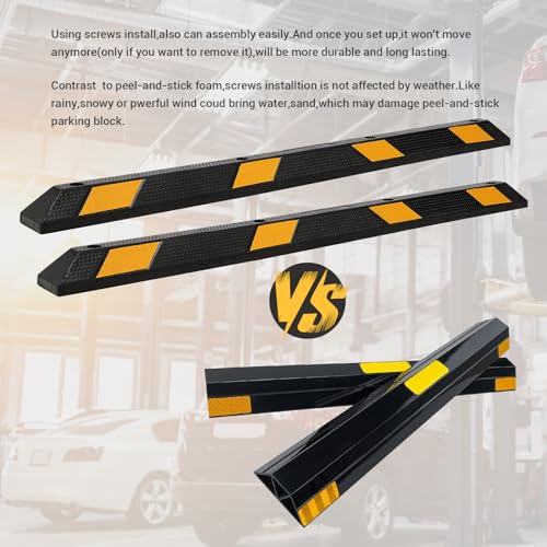 Heavy Duty Rubber Parking Curb1 with 8 Reflective Strips