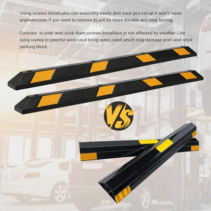 Heavy Duty Rubber Parking Curb1 with 8 Reflective Strips