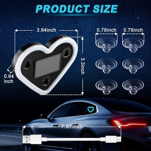 Heart Shaped Solar Powered Car LED Interior Ambient Light (Ice Blue / 2PCS)
