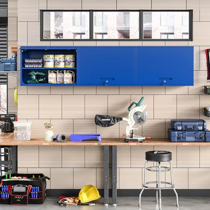 Metal Wall Cabinet with Locking Door and Shelf (21.65"H / Blue)