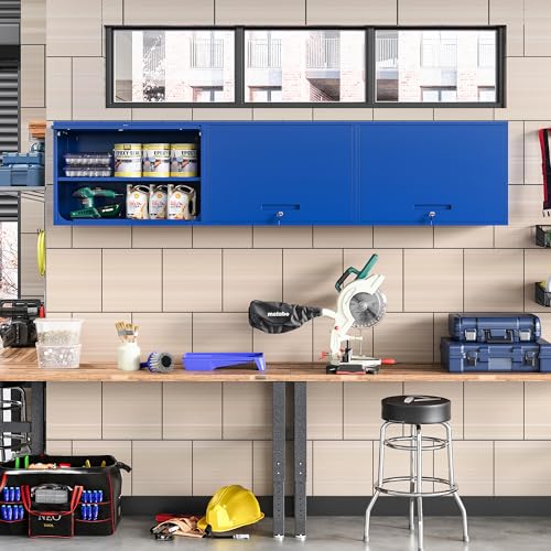 Metal Wall Cabinet with Locking Door and Shelf (21.65"H / Blue)