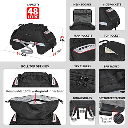 Claw Mini 48L Waterproof Motorcycle Tail Bag Black (Black)
