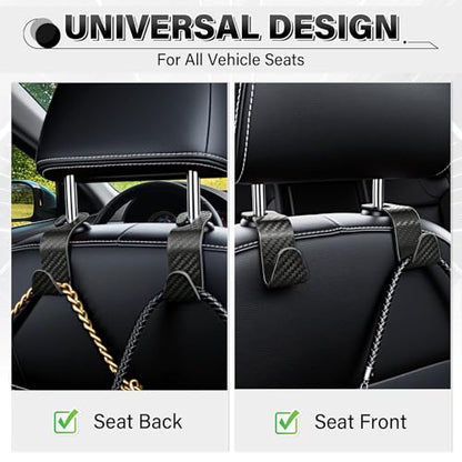 Universal 4 Pack Car Seat Headrest Purse Hook (4pc / Black Checkered)