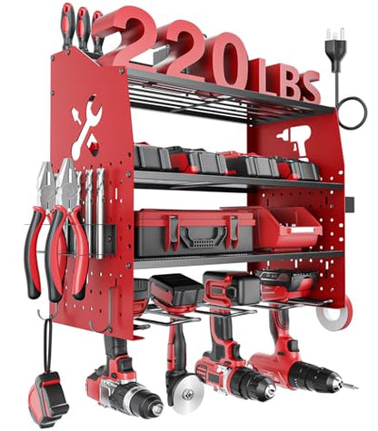 Power Tool Organizer Wall Mount with 6 (Red)