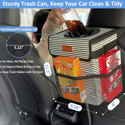 Leak Proof Car Trash Can with Lid Large Stripe (Stripe / 3 Gallons)