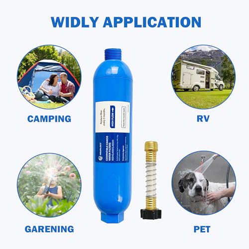 4 Pack RV Inline Water Filter with 2 Flexible Hose Protector (4 Pack)