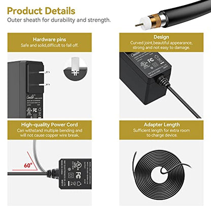 UL 15V 1A Power Cord for Gooloo Jump Starter Charger for Booster Battery Jump Starter Adapter for DBPower DJS50 for Tacklife for Beatit Portable Car Jump Starter