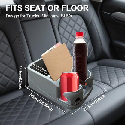 Car Center Console with Adjustable Cup Holders (Gray)