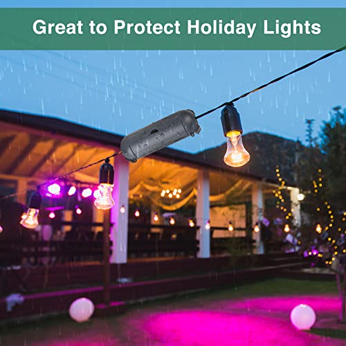 3 Pack] Flemoon Outdoor Extension Cord Safety Cover with Waterproof Seal (Gray / Small Box: 5.3" L x 2" W x 2" H)