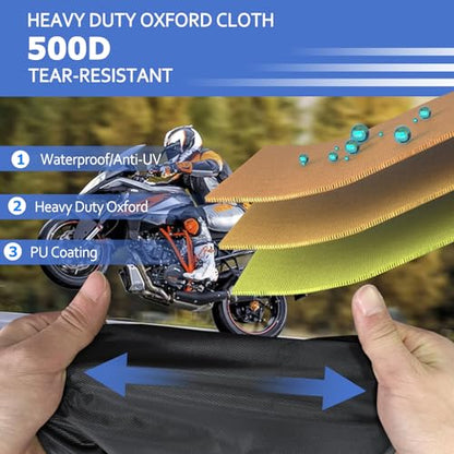 Motorcycle Covers with Side Box Waterproof Outdoor for Harley Davidson Touring Models Road King (Side Box)