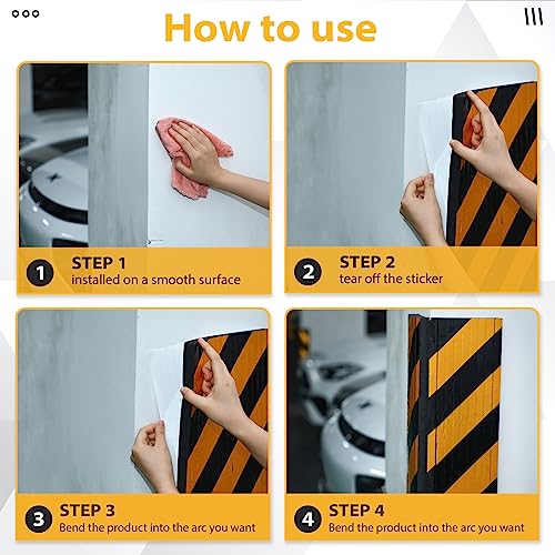 6 Pcs Garage Wall Protector Garage Pole Padding Wall Bumpers Guards Reflective Foam Stoppers for Your Vehicle Parking Corner for Parking Lot