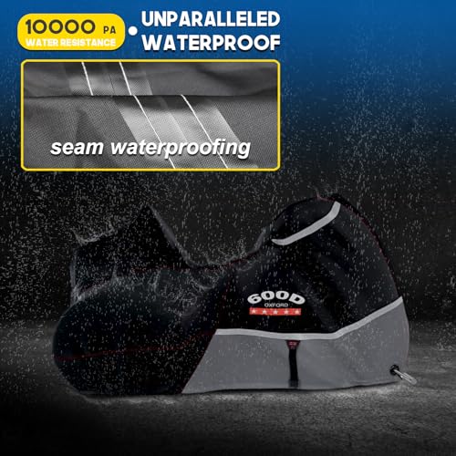 Motorcycle Cover with Side+Top Box Heavy Duty 600D Waterproof for Touring Models Harley Davidson Ultra Limited (Gray / Side+Top box)