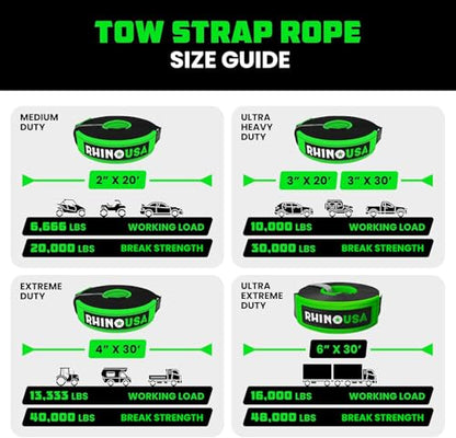 Recovery Tow Strap (Black / 6in x 30ft)