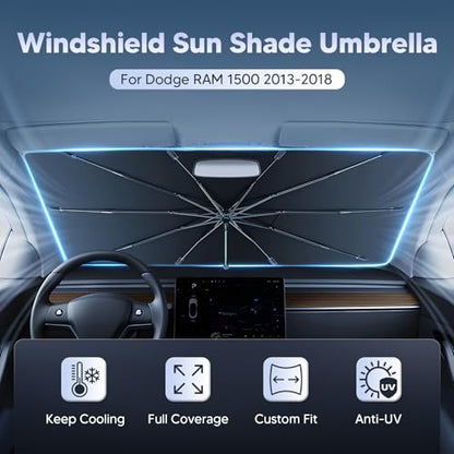 Windshield Sun Shade Umbrella for 2009 (Dodge RAM 1500 2500 3500 2009-2018)