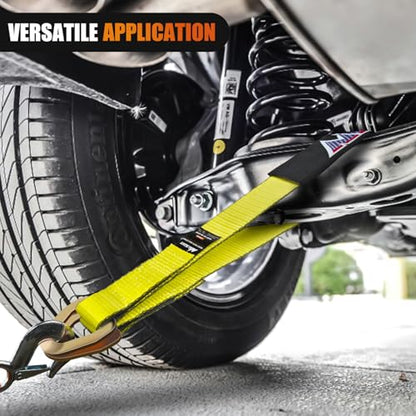 2" x 38" Axle Tie Down Straps with D (4Pcs 2in x 38in Axle Tie Down Straps Yellow)
