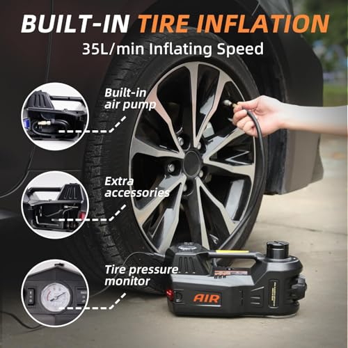 Electric Car Jack 5 Ton 12V Hydraulic (Black Jack+Impact Wrench)