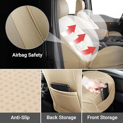 Premium Custom Fit Truck Car Seat Covers Front Seats Waterproof (A21 (See Vehicle Size Chart) / Front - Beige)