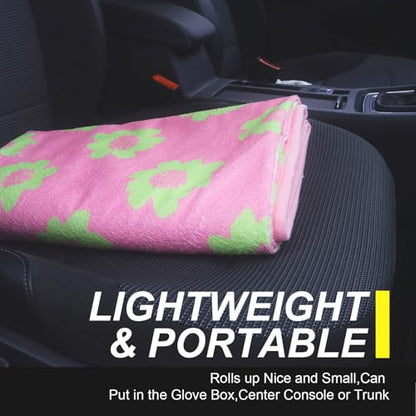 Back Seat Cover for Car Trucks Van SUV Jeep (Rear Bench Seat Towel / Flower and Pink)