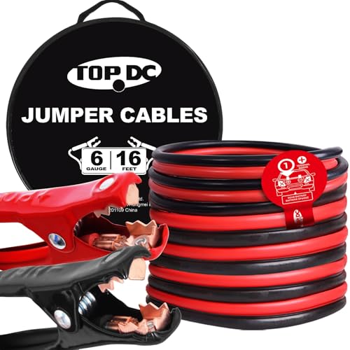6 Gauge 16 Feet Jumper Cables for Car (6 Gauge, 16FT)