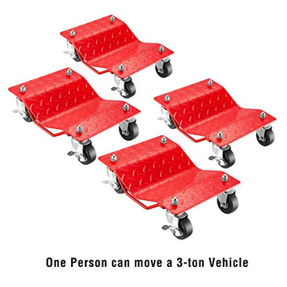 Car Jack Tire Skates (Red / 4 Pack)