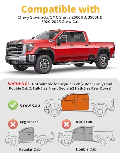 Rain Guards for Chevy Silverado (2020-2026 Silverado/Sierra 2500HD/3500HD Crew Cab)