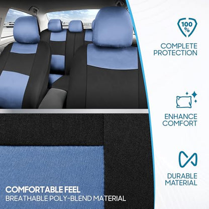 PolyPro Car Seat Covers Full Set in Blue Gray on Black (Blue Gray)