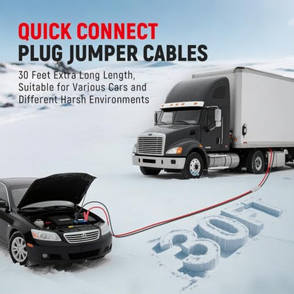 Extra Long Heavy Duty Quick Connect Jumper Cables (0 Gauge, 30FT)