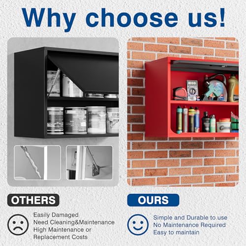 Metal Storage Cabinet Black Red Wall Cabinets with Shelf and Locking Door (15.7"D x 31.5"W x 21.6"H / Black&red)