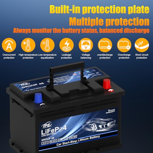 Car Start Stop Lithium Battery GROUP 48 12V 60AH Car Battery with 1100CCA (Group 48)
