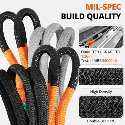 Kinetic Recovery Tow Rope (Black / 1.26"x30ft)