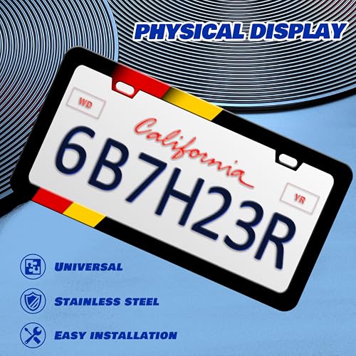 German Flag License Plate Frame Germany Stainless Steel 6x12 Inch 2 (German Flag)