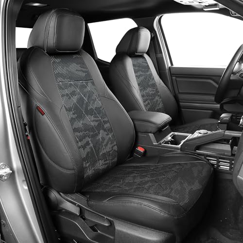 Tacoma Seat Covers Custom Fit for Toyota Tacoma (Leather(Black/Gray Camo A63) / 2024-2026 Tacoma (Hybrid) Full Set)