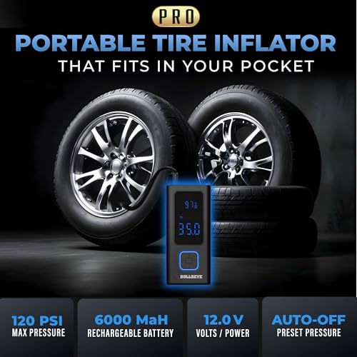 POCKET AIR PRO Tire Inflator Portable Air Compressor by Bullseye Pro for Tires (Pocket Air PRO)