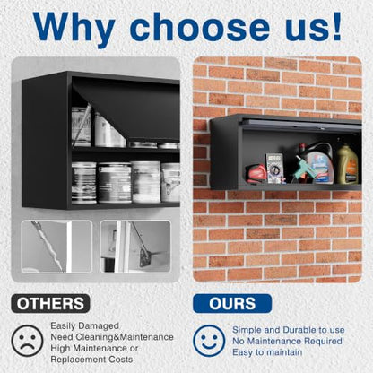 Metal Storage Cabinet Black&Gray Wall Cabinets with Locking Door (13"D x 31.5"W x 13.7"H / Black&gray)