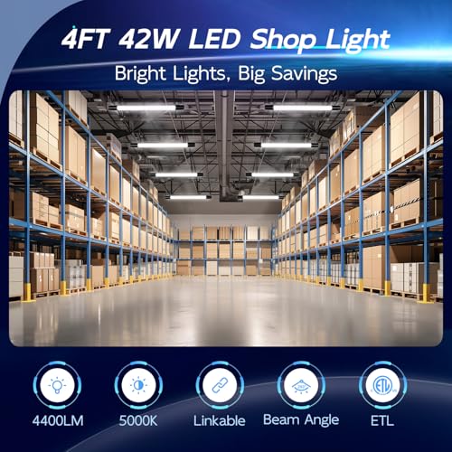 4FT Linkable LED Utility Light Fixture (Black / 4FT-42W)