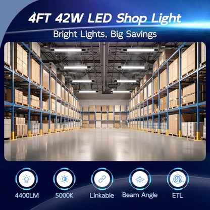 4FT Linkable LED Utility Light Fixture (Black / 4FT-42W)