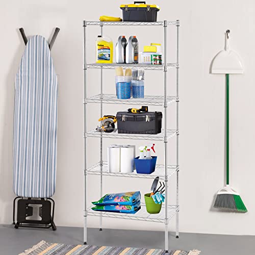 6 Tier Wire Shelf (Chrome / 13"D x 23"W x 59"H)